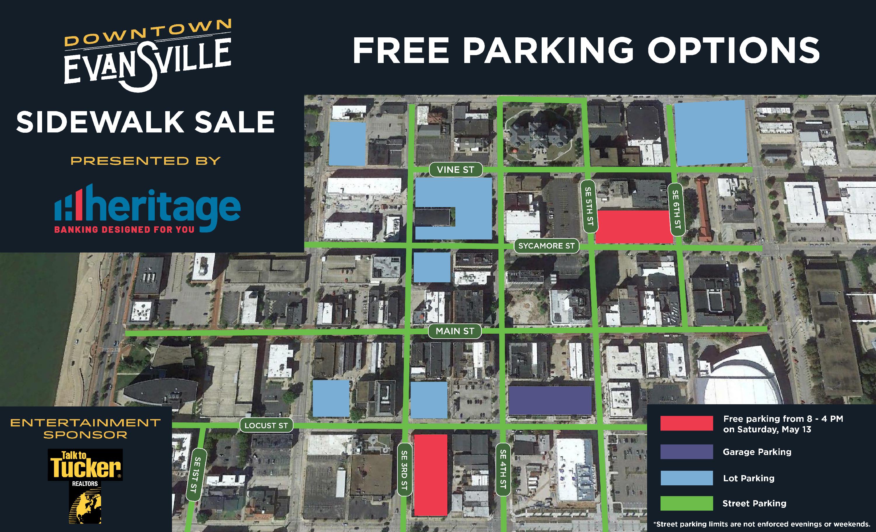 Sidewalk Sale free parking graphic